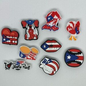 Puerto Rico Boricua Latino Shoe Charms – Cultural Theme–Set #4–9-Piece Set–NWOT